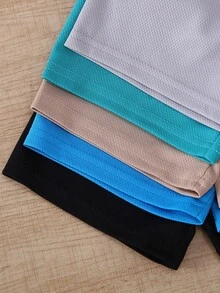 10pcs/Set Baby Casual Solid Color Knit Fabric T-Shirt Matched With Solid Color Shorts Outdoor Suit, Spring/Summer - Nhiều màu - Xem 6