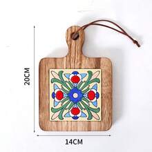 1pc New Home Natural Solid Wood Tile Pot Mat - Thickened Heat Resistant Anti-Scalding Non-Slip Cup Mat, Wooden Drink Coaster Placemat For Hot Tea Pot/Coffee Mug/Soup Bowl/Dinner Plate, Kitchen Table Protection Mat For Home Kitchen Dining Room Office Cafe Party Daily Use - Multicolor - View 10