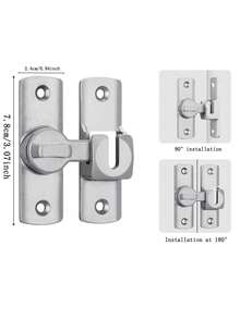 重型安全门锁把手，商业/住宅级安全闩锁，可调节滑动螺栓 90°/180°，防撬锁扣，含螺丝，手动操作，浴室、家庭、办公室、车库门、酒店门、商业门的加固结构，黑色饰面，稳定安装，家庭安全升级，兼容标准门，增强门安全性，坚固的金属表面