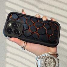 [Teléfono] Funda protectora con diseño hexagonal de lava, estilo popular de dibujos animados, diseño de escalera de ojos, divertida y única. Compatible con 16/15/14/11 - Negro - Ver 9