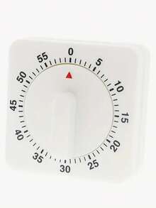 1pc White Square 60 Minute Winding Timer, Kitchen Timer Reminder With Loud Alarm Clock, Manual Countdown Timer For Classrooms, Homes, Study Rooms, And Cooking, Mechanical Countdown Timer - Battery Free Operation - White - View 9