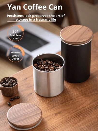 1 件复古咖啡粉密封罐，便携式咖啡豆储存罐，不锈钢食品容器，茶叶罐，咖啡豆保鲜罐，厨房密封储存罐，400ml/600ml