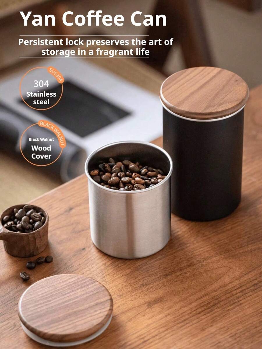 1 件复古咖啡粉密封罐，便携式咖啡豆储存罐，不锈钢食品容器，茶叶罐，咖啡豆保鲜罐，厨房密封储存罐，400ml/600ml - 彩色 - 查看 1