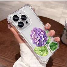 Transparente Fundas Para Iphone TPU Compatible Con IPhone 16/16/16Pro/16Plus/15/15ProMax/15Pro/14/13/12/11, MOTO G22 -G53, OPPO RENO11/7/6/4/8, Infinix/ Hot50I SMART6 7 8, Redmi13/14c, Honor400 Galaxy S25/S23/S24/A55/A54, Diseño Floral Creativo Morado, Funda Suave Creativa Y Premium, Resistente Al Agua, A Los Golpes Y A Los Arañazos - transparente - Ver 3