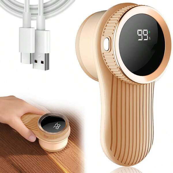 1 قطعة جهاز إزالة الوبر المحمول مع شاشة رقمية - 3 إعدادات - 6 شفرات - 800 مللي أمبير، جهاز إزالة الوبر من الأقمشة، إزالة الكرات والوبر من الملابس.