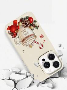 1 pezzo Custodia personalizzata per telefono con design di tazza termica con testo "Christmas Vibe" e motivo fiocco di neve dorato, versione internazionale, non la versione domestica - Bianco - Visualizzare 8