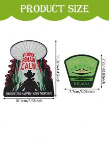 2pcs UFO Travel Iron-On Patches, Alien And Glow-In-The-Dark UFO Embroidered Applique Badges For Men's Fashion Accessories, Sewing Enthusiasts, Clothing, Bag And Hat Decoration, Bag Embellishment, DIY Crafts, Casual Fashion, Alien Theme, Sewon Applique, Fabric Badge, Fashion Badges, Decorative Patches, Men's Accessories, Patch Collectors - 彩色 - 查看 2