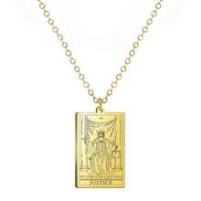 TEAMER Stainless Steel Tarot Cards Necklace Vintage Tarot Jewelry Good Luck Amulet Pendants For Women{Inchcolor_nameinch:InchGold-JUSTICEinch} - 金-JUSTICE - 查看 1
