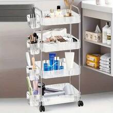 推车置物架家用零食多层收纳书架移动厨房水果蔬菜篮亚克力架子 - 彩色 - 查看 15
