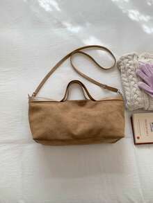 Large Capacity Fashionable Casual Tote Bag, Shoulder Bag, Crossbody Bag, Versatile For Commuting - Khaki - View 4