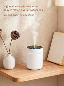[Home Decor]1pc 180ml Small Cold Mist Humidifier, Romantic Colorful Atmosphere Night Light, Mini Car Aromatherapy Humidifier. Quiet Operation, Timer Auto Shut-Off Function, 2 Working Modes. Compatible With Essential Oils (6 Scents Available). This Set Includes 1 Humidifier And 1 Bottle Of Essential Oil. Perfect For Car, Office, Bedroom, Living Room, Air-Conditioned Room, Study And Computer Room, This USB Powered Air Freshener (Requires Plug-In Use) Provides Air Humidification And Moisturizing, Creating A Comfortable Environment For You. - Black and White - View 3