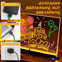 Pizarra luminosa, set moderno de pizarra de mensaje iluminada con LED de acrílico con 7 bolígrafos de colores - Alimentado por USB, pizarra de dibujo borrable, ideal para decoración de dormitorio y luz nocturna DIY - Regalo de cumpleaños perfecto, luz LED, acrílico, pizarra de mensaje, borrable, pizarra de dibujo USB