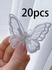 10/20 piezas Parche bordado de mariposa para coser, insignia para boda y vestido de novia, aplique bordado para manualidades de costura y DIY - Multicolor - Ver 10