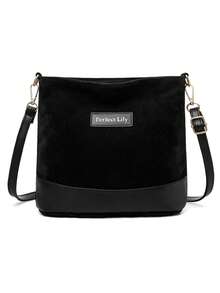 Women's Fashionable Retro Ankola Red Shoulder Bag, Soft Suede-Like Texture, Lightweight Shoulder Bag For Cosmetics And Lipstick Storage - Black - View 5
