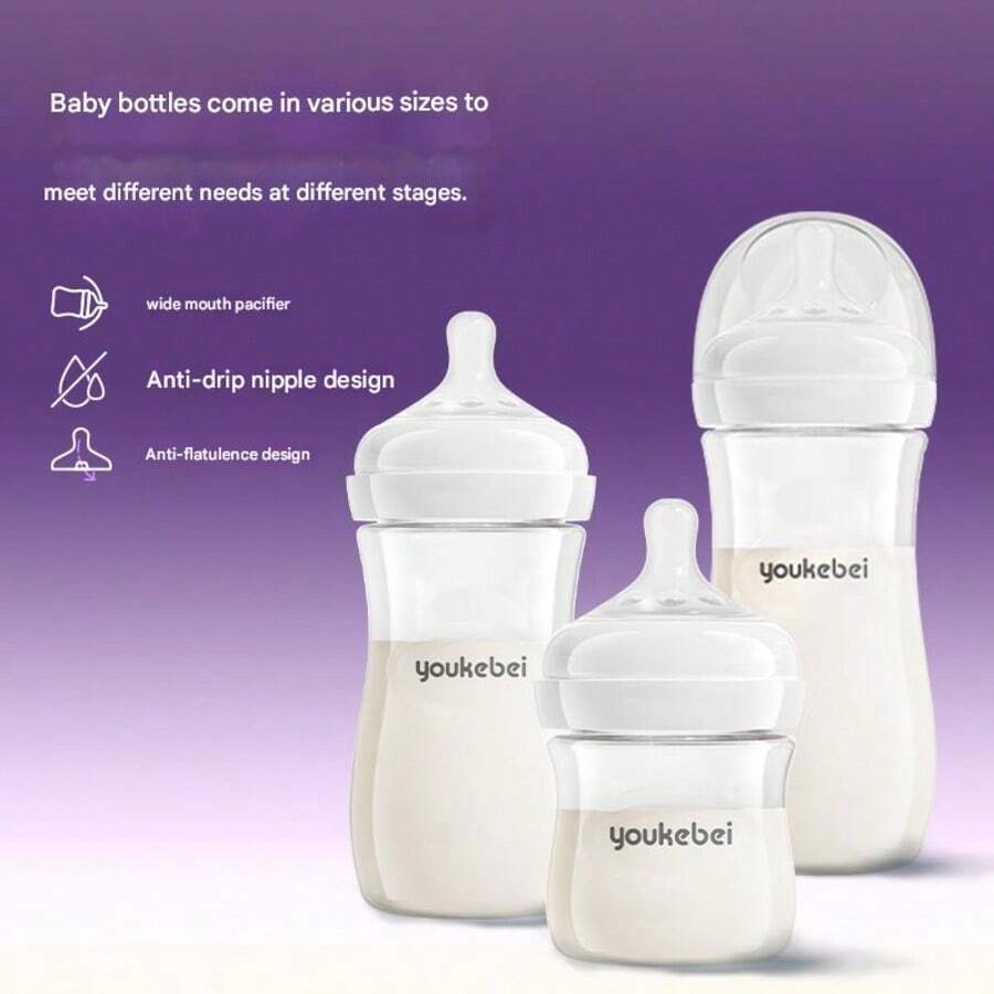 Newborn Anti-Colic Anti-Choke Wide Mouth Easy Clean Shatterproof Baby Bottle