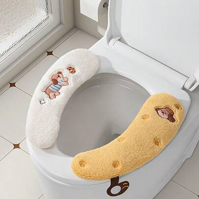 舒氏可爱猫狗图案马桶垫，柔软加厚，家用可水洗马桶垫，冬季加厚保暖，四季皆宜，温暖舒适，适用于所有马桶。