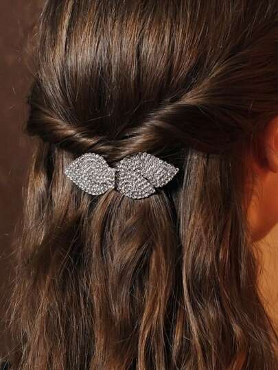 1pc Double-Layer Shiny Women's Hair Clip, Basic Decorative Hair Accessory For Wedding And Daily Wear