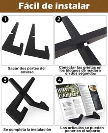 Porta Libros, Porta Biblia, Porta Libros Para Leer, Ofrece Flexibilidad Enúltiples Escenarios, Como Leer Recetas En La Cocina, Estudiar En La Oficina o Disfrutar De Buenos Libros En Casa (Negro) - 1 - Ver 4