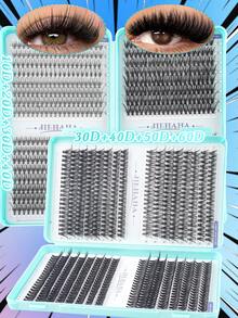 XISHIYO 640 Stücke Wimpernbüschel, gekräuselte Wimpernbüschel, unabhängige Wimpernbündel, 3D-Effekt, handgefertigte Kunstwimpern, weiche anpassbare Wimpernverlängerung, ultraleichte Kunstwimpern, gemischte Länge, synthetisches Nerzhaar, Einzelbündeldesign, geeignet für den täglichen Gebrauch, Partys und verschiedene Anlässe - Verschiedenfarbig - Übersicht 2