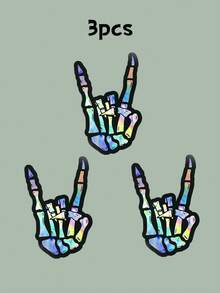 1/2/3pcs Rock Skeleton Sticker, Skeleton Sticker, Rock And Roll Sticker, Skeleton Hand Sticker, Laptop Sticker, Water Bottle Sticker, Halloween Stickers,Self-Adhesive, Single Use, Fade-Resistant, Perfect For Laptops, Water Bottles,School Supplies,Back To School - Multicolor - View 14