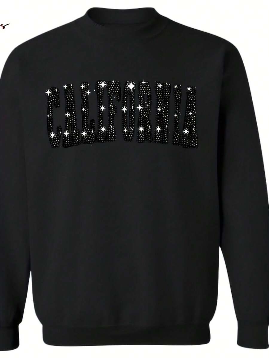 California Black On Black Bling Sweatshirt, City Bling Sweatshirt, Sequins Sweater, Glitter Hoodie Style, Game Sweatshirt, Perfect Gift - 款式1 - 查看 1