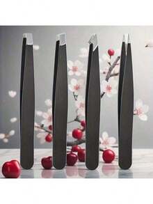 4 件装专业眉镊套装 - 不锈钢精密镊子，适用于面部毛发、内生毛发和刺的去除（黑色），价格实惠，情人节礼物，廉价商品，旅行必备，旅行用品，房间装饰，情人节礼物，便宜货，房间，1 美元商品，度假必备，女士礼物，卧室，情人节，99 美分 - 黑色 - 查看 8