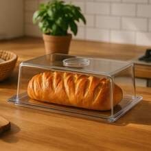 Crystal Bread Box With Hinged Lid – Organization And Freshness In Your Kitchen - Square Bread Holder - View 1