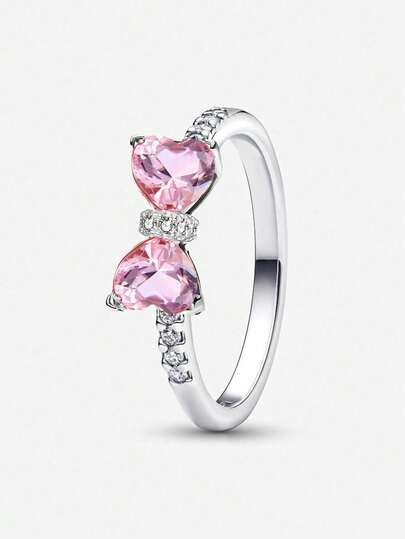 1 pezzo Anello in argento sterling 925 alla moda con fiocco rosso per donna, accessorio vintage per dita, gioiello decorativo per abbinare outfit quotidiani, regalo