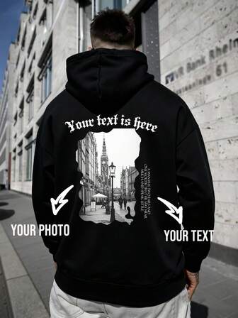 Sudadera con capucha con cremallera personalizada para hombres, diseño personalizado con patrones gráficos, compatible con imágenes personalizadas, texto, IP de anime, retrato de pareja, foto de mascota, arte, eslogan. Estilo básico clásico, taller creativo DIY, cálida y de moda para otoño/invierno