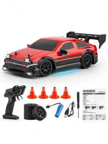 1/24 比例遥控漂移车 - GTR//Tesla/BMW/Mustang（含备用轮胎、电池、螺丝刀、充电器、手册）逼真的赛车模型遥控玩具，适合儿童生日、圣诞节、万圣节、感恩节礼物