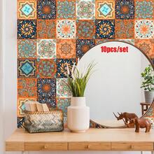 10 Peças Papel de Parede Autoadesivo Impermeável de Estilo Mexicano, Adequado para Cozinha à Prova de Óleo e Resistente à Água, Papel Adesivo Fosco Ideal para Salas de Estar, Quartos, Backsplash de Cozinha, Banheiros, Corredores, Escritórios, Acentos de Escada e Decoração de Ambientes (Observação: Este é Papel Adesivo Decorativo, Não Azulejos Reais).