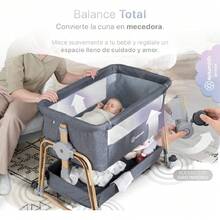 Cuna Colecho para Bebé Portátil 2 en 1, con 7 Alturas Ajustables y 6 Niveles de Inclinación, Cesta de Almacenamiento, Fácil Desplazamiento (Gris),26911119 - Multicolor - Ver 5