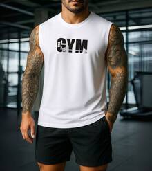 Men's Tank Top Basic Workout/Gym Top - 白色 - 查看 7