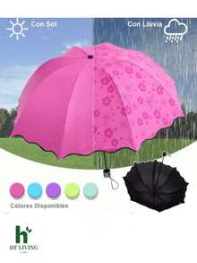 Sombrilla mágica, varios colores, al contacto con el agua empieza a aparecer su estampado Paraguas Mágico Protector Solar Mágico Contra el Sol y la Lluvia Diseño Compacto para Uso Diario - Morado - Ver 5