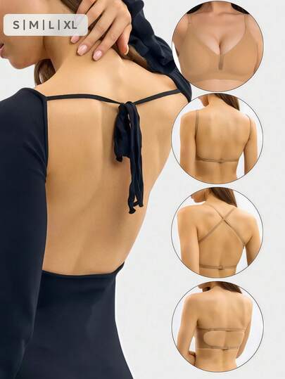 Women's Deep-V Bra Seamless Backless Bra Backless Strapless Underwear Sexy Bra Bridallingerie Three Types Of Straps, Seamless And Breathable, Adjustable Shoulder Straps, Thin Bra, Comfortable And Breathable, Suitable For Weddings, Formal Dresses, Camisole Skirts, Etc
