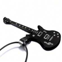 Music Note Guitar Pendant Necklace Men's Stainless Steel Necklace - màu đen - Xem 7