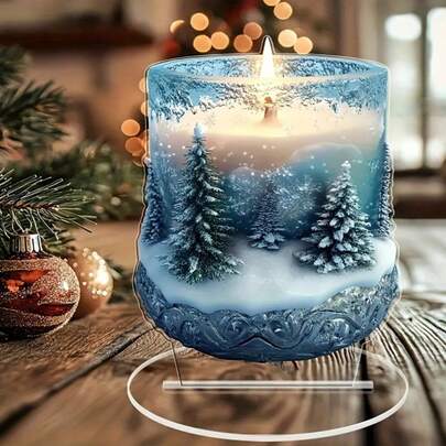 1pc Classic Acrylic Christmas Candle Decor - Ideal For Bedroom, Living Room, Cafe Perfect Holiday Gift For Family And Friends