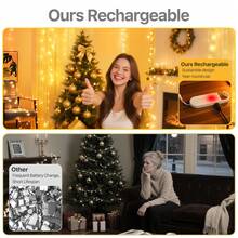 LED Fairy Lights Battery Operated, Rechargeable Fairy Lights, Mini LED String Lights For Bedroom, Christmas Decorations, Wedding, Centerpiece Table Decor - Warm White - View 3