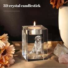 1 Chân nến pha lê 3D tùy chỉnh, có thể khắc ảnh và tên, kèm giá đỡ nến nhỏ, vừa là vật kỷ niệm vừa là vật trang trí. Thích hợp làm quà tặng Ngày của Cha, Giáng sinh, kỷ niệm hoặc vật lưu niệm, cũng có thể dùng làm vật trang trí nhà cửa để trân trọng những kỷ niệm quý giá. - màu đen - Xem 5