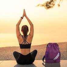 1pc Large Capacity Drawstring Sports Backpack, Fashion Gym Bag With Inner Pocket, Waterproof Wear-Resistant Nylon Oxford Cloth Material, With Bottom Shoe Compartment And Side Mesh Pockets And Wide Drawstring School Bag, Suitable For Men And Women Football Basketball Travel Yoga Swimming Cycling Shoulder Bag, Christmas Gifts - Multicolor - View 12