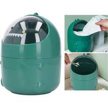 Cubo de Basura de Escritorio Cubo de Basura de Plástico de Escritorio Bote de Basura Pequeño de Diseño Desmontable de Boca para Escritorio Cama de Mesa (Bebé dinosaurio verde) - Bebé dinosaurio verde - Ver 4