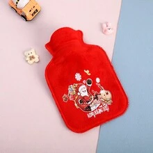 1pc Christmas Plush Hot Water Bottle Filled With Water To Warm Hands And Carry Warm Baby With You-Pattern Random Hair - Red - View 5