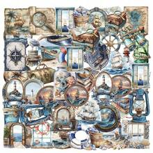 50Pcs Retro Navigator Marine Exploration 2D Ins Aesthetic Stickers Gifts Humorous And Funny Stickers 90s Toys Stickers For Scrapbook Supplies Envelope, Water Bottle, Computer, Laptop, Phone, Luggage, Notebook, Fridge,Festival Party,Christmas Decoration - Multicolor - View 4