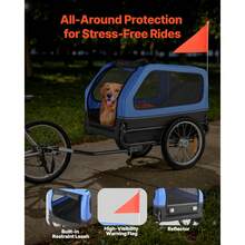 Dog Bike Trailer, Supports Up To 88 Lbs, Pet Cart Bicycle Carrier For Small & Large Dogs, Easy Folding Frame With Quick Release Wheel, Universal Bicycle Coupler, Reflector, Flag, Internal Leash - 88 lbs for Small & Large Dogs - 查看 5