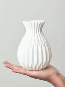 1pc White Plastic Vase, Simple Desktop Decorative Vase, Balcony Decorative Vase, Imitation Ceramic Vase, Home Decor, For Flower Arrangement, Desktop Decor Accessory, Living Room, Balcony, TV Cabinet, Dining Table Small Vase, Suitable For Fresh Flowers And Dried Flowers, Shockproof, Waterproof, Autumn Decor, Christmas Decor, Christmas Gift, Easter Gift, Birthday Gift, Gift For Her - Multicolor - View 7