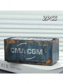 Contenedor de metal mini de 11,5 cm de largo, caja de almacenamiento de estilo industrial retro para oficina, organizador de hogar creativo