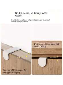 Percha para colgar sobre la puerta, montaje en pared con doble gancho, organizador multifuncional sin necesidad de taladrar, colgador de puerta para colgar ropa, organizador para dormitorio, sala de estar, dormitorio, baño, decoración de otoño, artículos esenciales para el hogar, vuelta al colegio - Multicolor - Ver 5