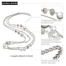 Noessla Layered Long Necklaces For Women Crystal Beaded Statement Necklace Sweater Silver Chain With Gifts Box Jewelry{Inchcolor_nameinch:InchWhiteinch} - White - 查看 8