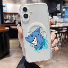 Funda divertida con diseño de ataque de tiburón, compatible con teléfonos ,  17,  16 Pro Max,  15 Pro Max,  13 y  12. Fabricada en TPU, ofrece protección contra golpes y caídas. Un regalo ideal para familiares, amigos, parejas y para Halloween. - transparente - Ver 5