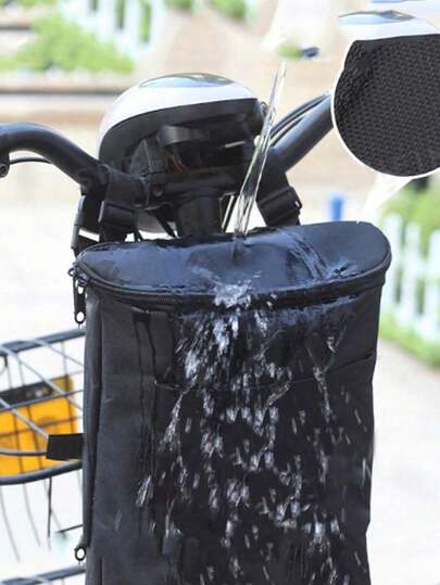 Bolsa de manillar delantera para bicicleta eléctrica negra, una bolsa de manillar de tela Oxford de gran capacidad imprescindible para ciclismo, bolsa de almacenamiento 3D de gran capacidad, bolsa colgante para motocicleta, negra, con bolsillo delantero con cremallera, desmontable, almacenamiento 3D, adecuada para motocicletas y vehículos eléctricos, con cremallera de alta calidad, accesorios de viaje y deporte